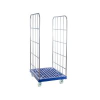 Rolcontainer met 2 insteekhekken 810x720x1658mm - zilver gepassiveerd