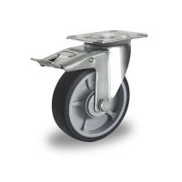 Zwenkwiel geremd 125mm diameter met kogellager - PP /TPR
